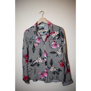 Dress Forum Black/White/Multi Striped Blouse